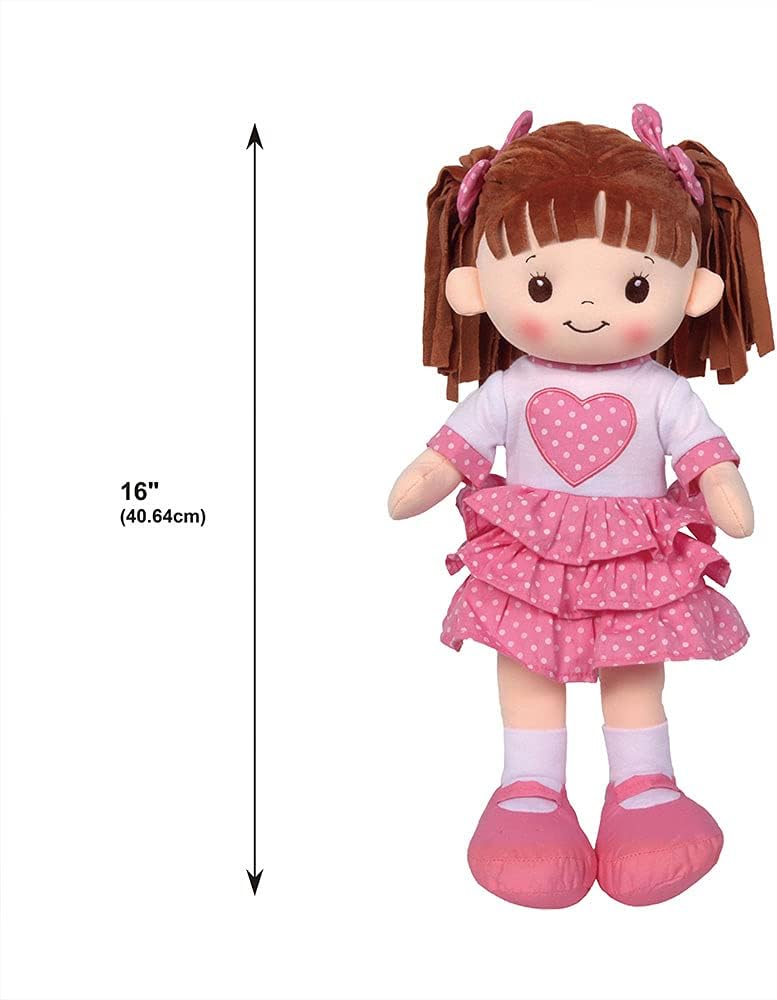 16" Interactive Embroidered Rag Doll with Removable Clothes