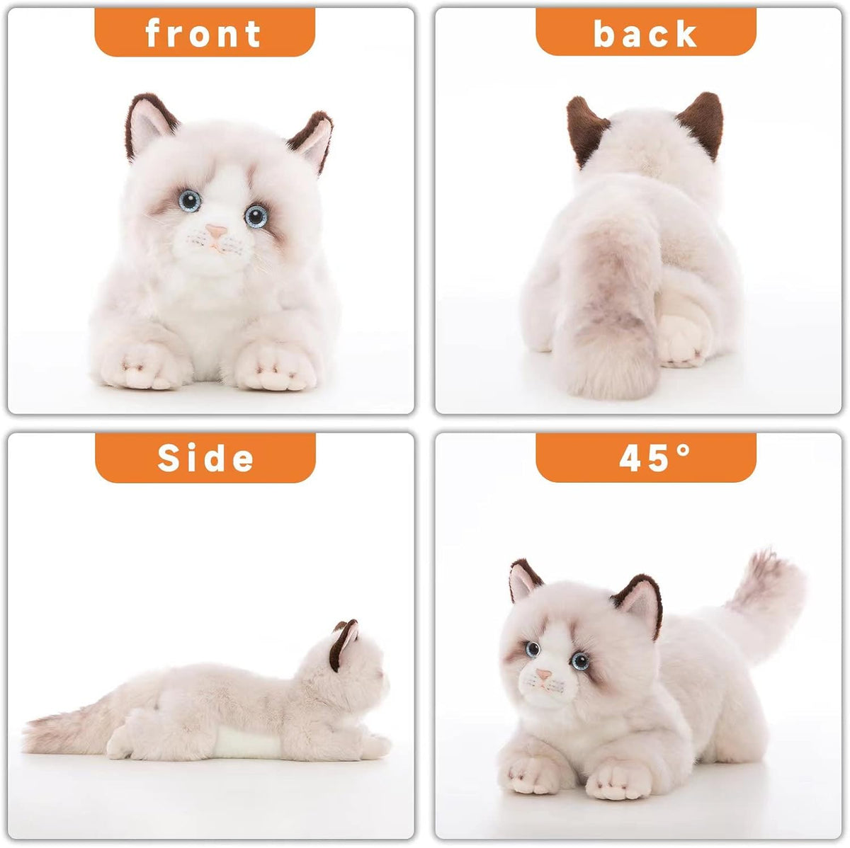 20" Realistic Handmade Gray Ragdoll Cat Plush with Box