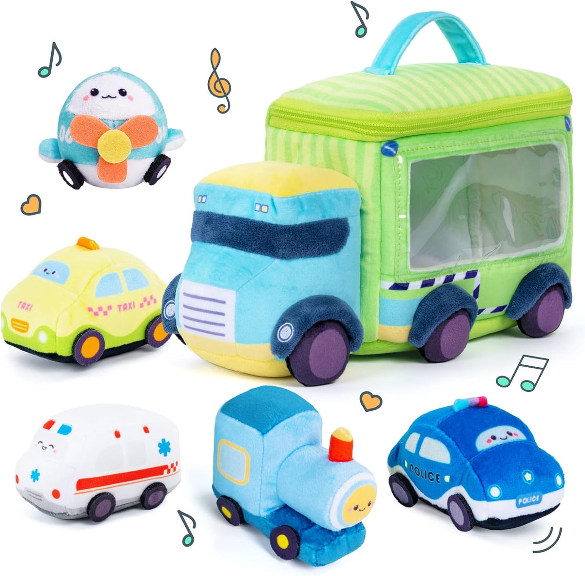 9.5" Plush Car & Truck Set 5-Pack Soft Toy