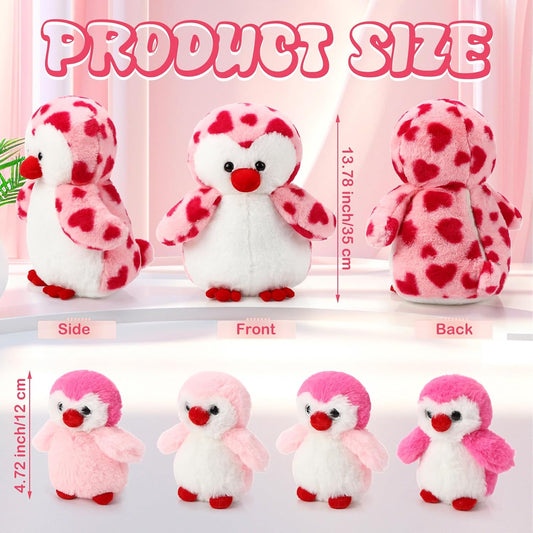 14" Mommy Penguin with 4 Babies Plush Set Heart Style