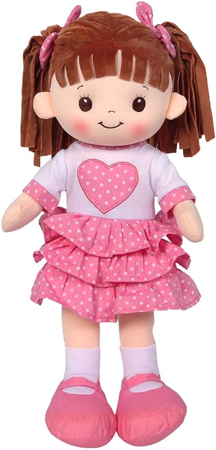 16" Interactive Embroidered Rag Doll with Removable Clothes