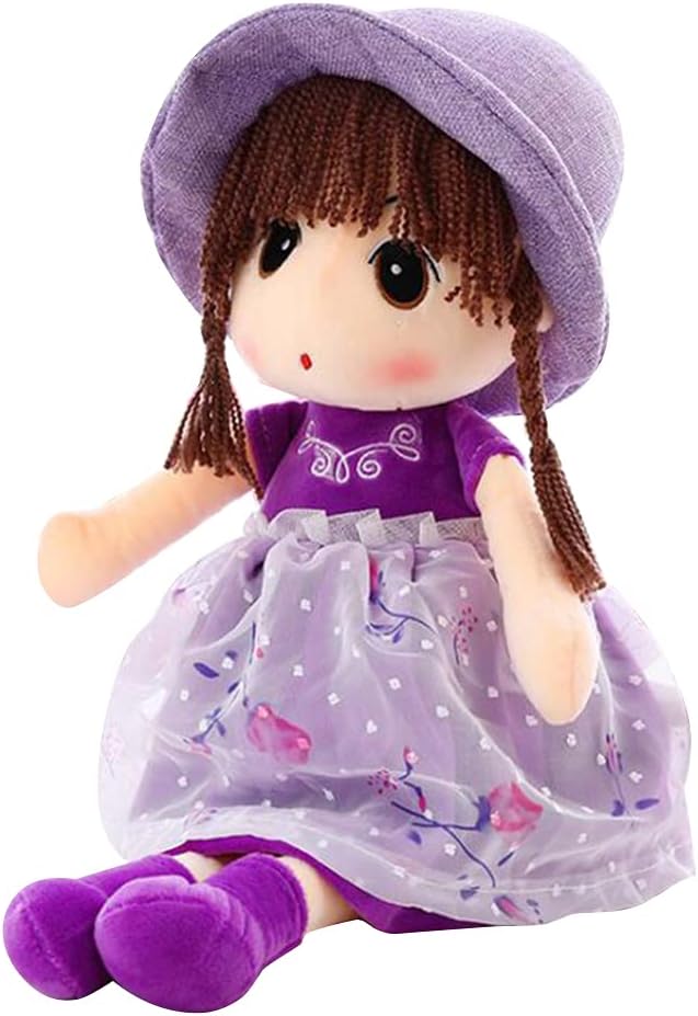 45cm Fluffy Rag Doll with Dress & Hat for Girls