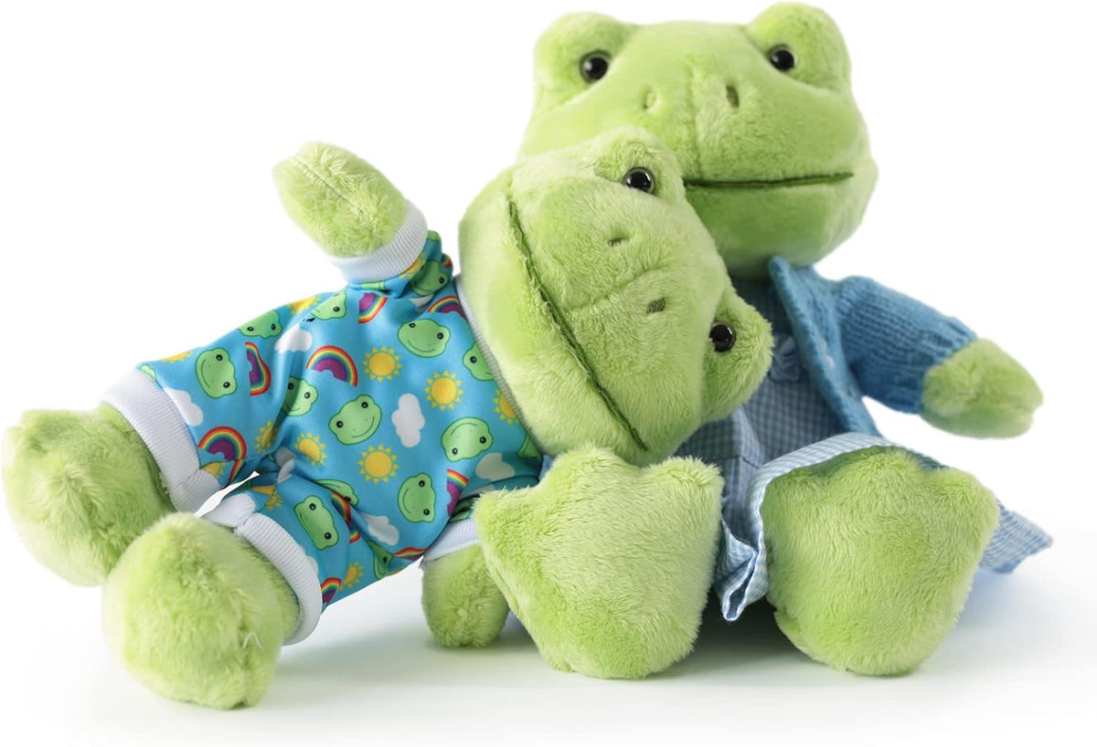 2-Pack Blue Baby & Mum Frog Plush Set