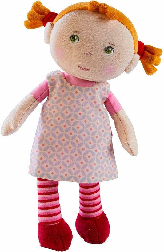 10" Machine Washable Red Pigtail Rag Doll Pink Dress