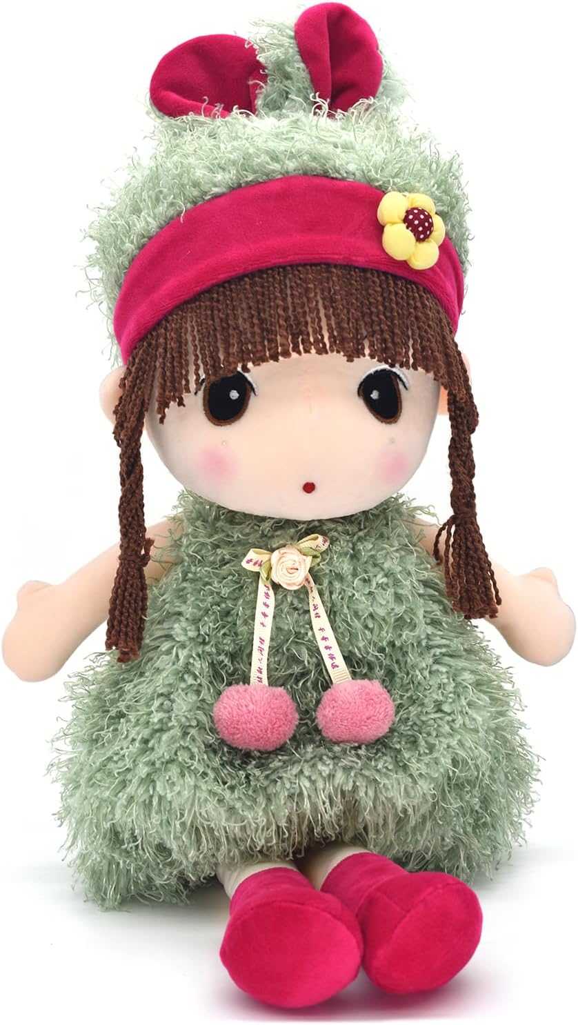 17" Green Stuffed Plush Girl Doll