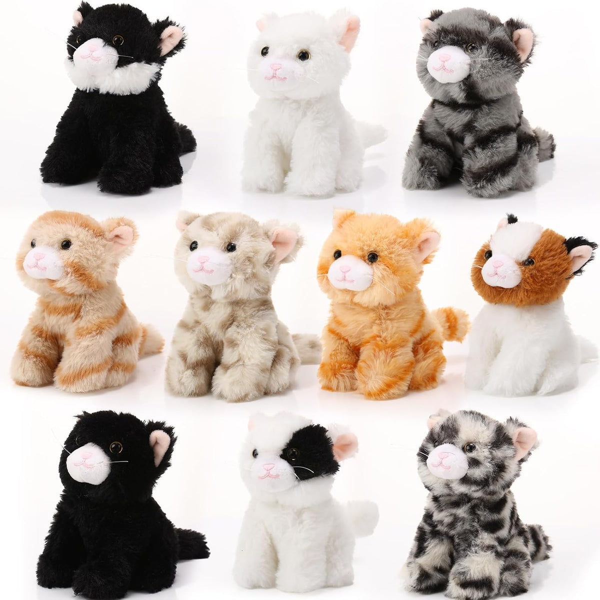 10-Pack Sitting-Style Assorted Kitten Plush Set