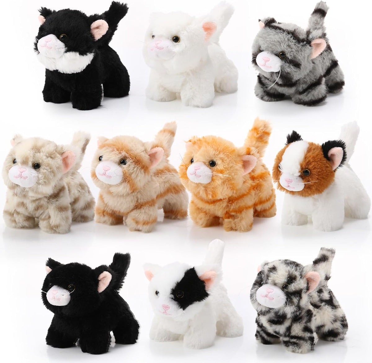 10-Pack Standing-Style Assorted Kitten Plush Set