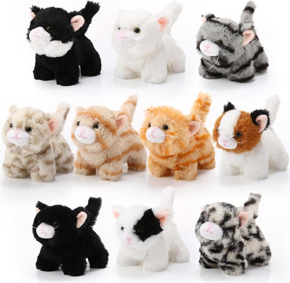 10-Pack Standing-Style Assorted Kitten Plush Set