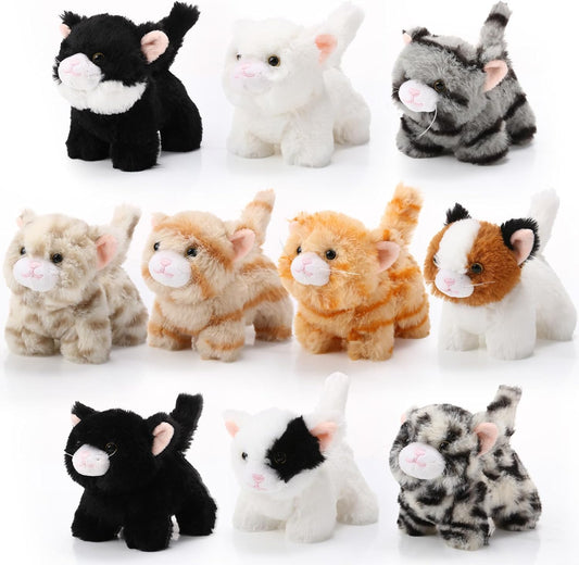 10-Pack Standing-Style Assorted Kitten Plush Set