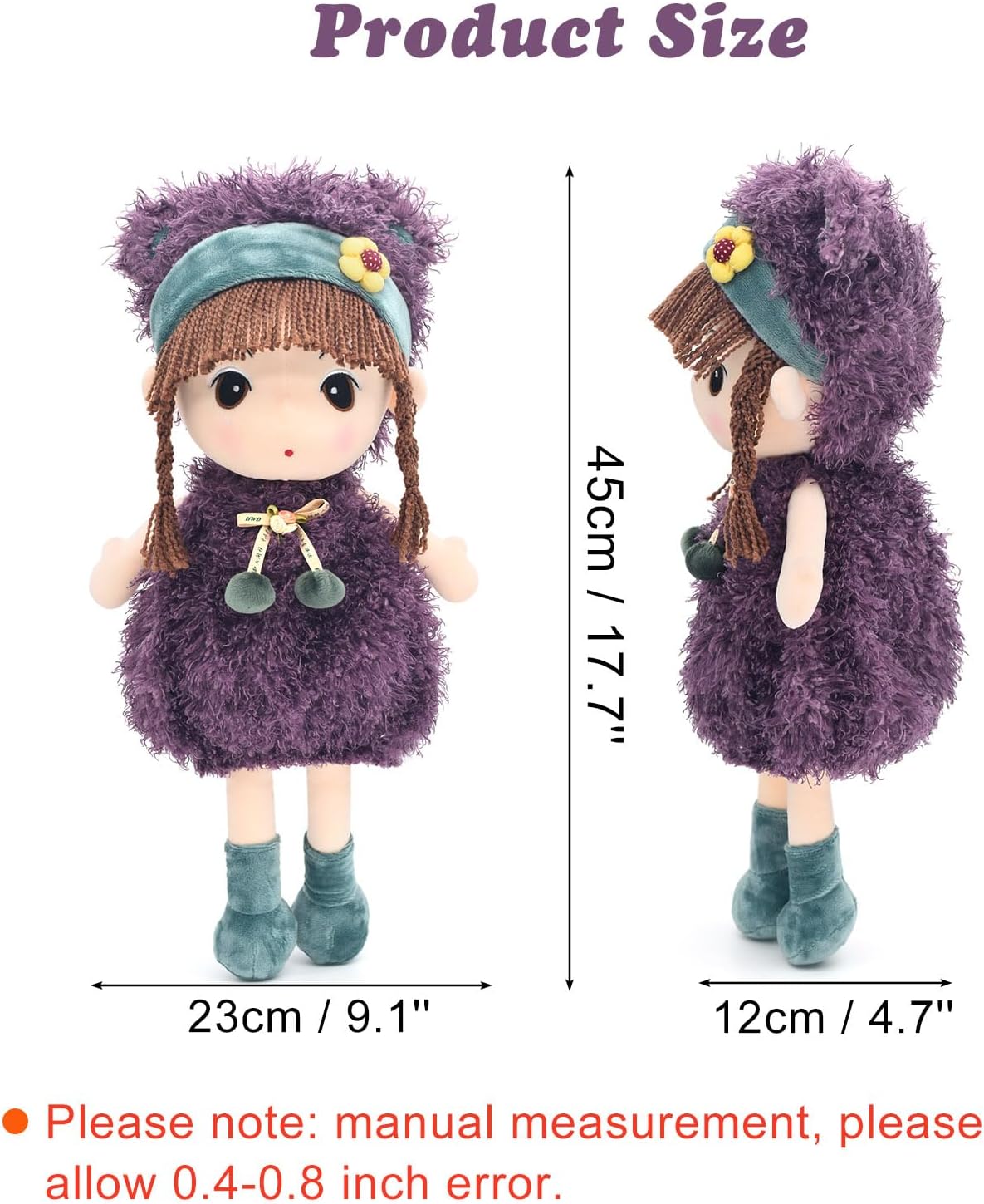17" Purple Stuffed Plush Girl Doll