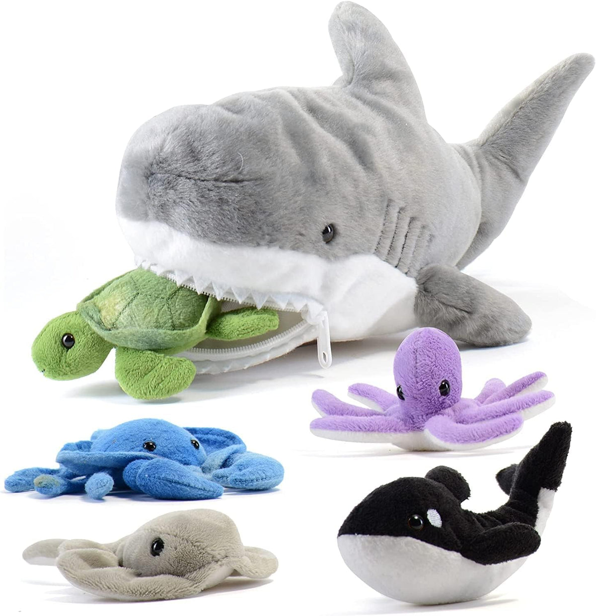 Shark Plush with 5 Stuffed Sea Animals Set