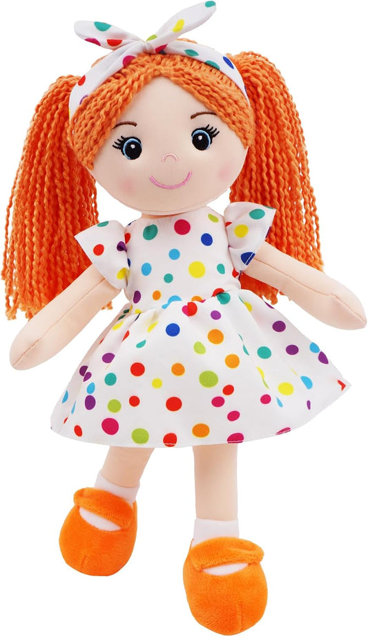 14" Orange Soft Cuddly Rag Doll