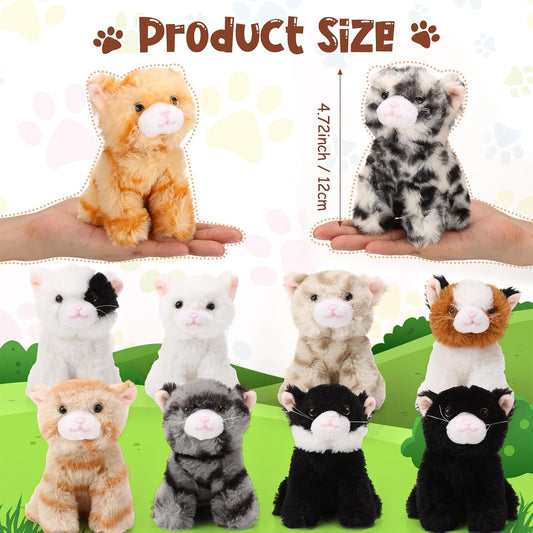 10-Pack Sitting-Style Assorted Kitten Plush Set