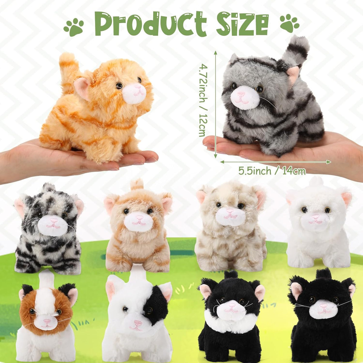 10-Pack Standing-Style Assorted Kitten Plush Set