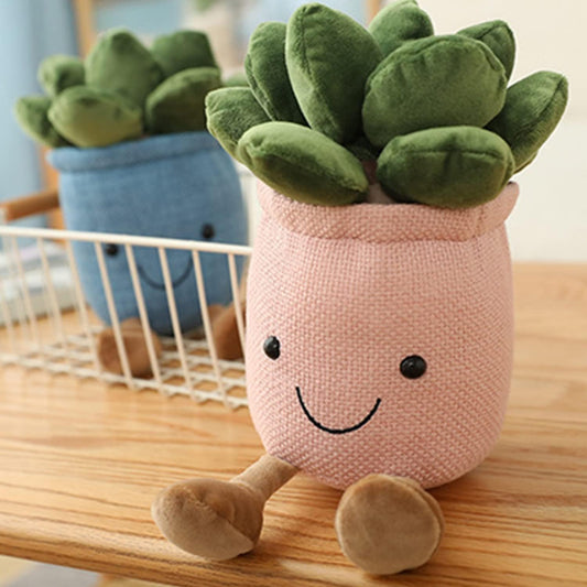 3-Pack Succulent Potted Plant Plush Set Pink/White/Blue