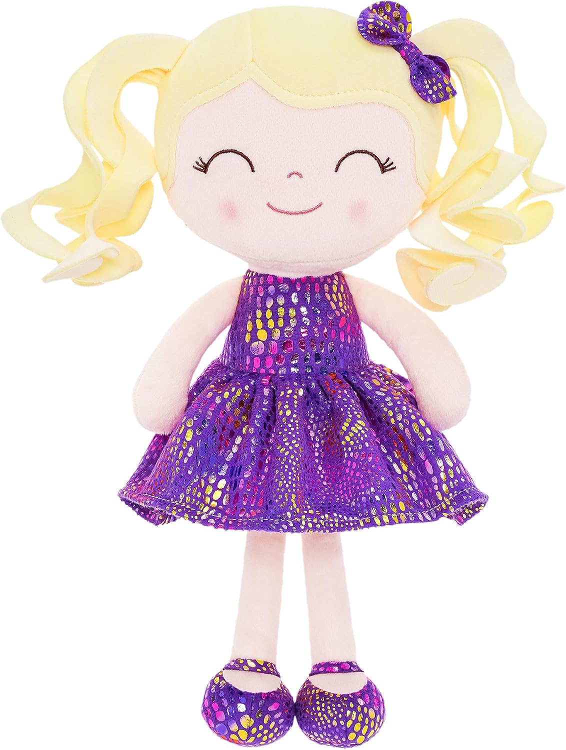 12" Glitter Purple Dress Plush Baby Doll