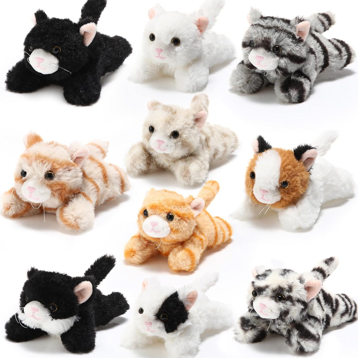 10-Pack Prone-Style Assorted Kitten Plush Set
