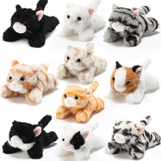 10-Pack Prone-Style Assorted Kitten Plush Set