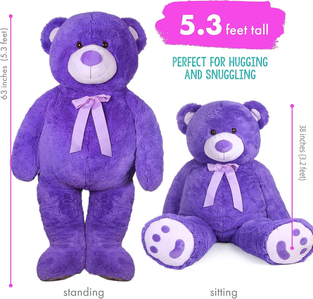 5ft Giant Teddy Plush with Footprint 63"