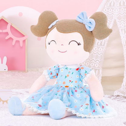 16" Floral Blue Soft Baby Girl Plush Doll