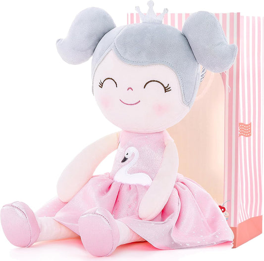 16" Pink Swan Soft Baby Girl Plush Doll