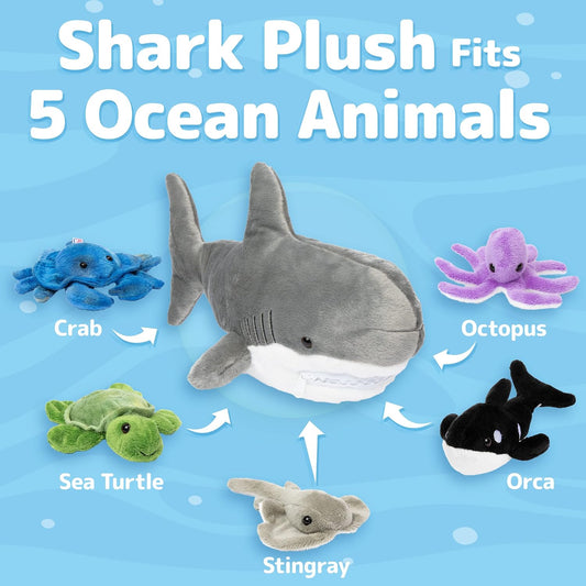 Shark Plush with 5 Stuffed Sea Animals Set